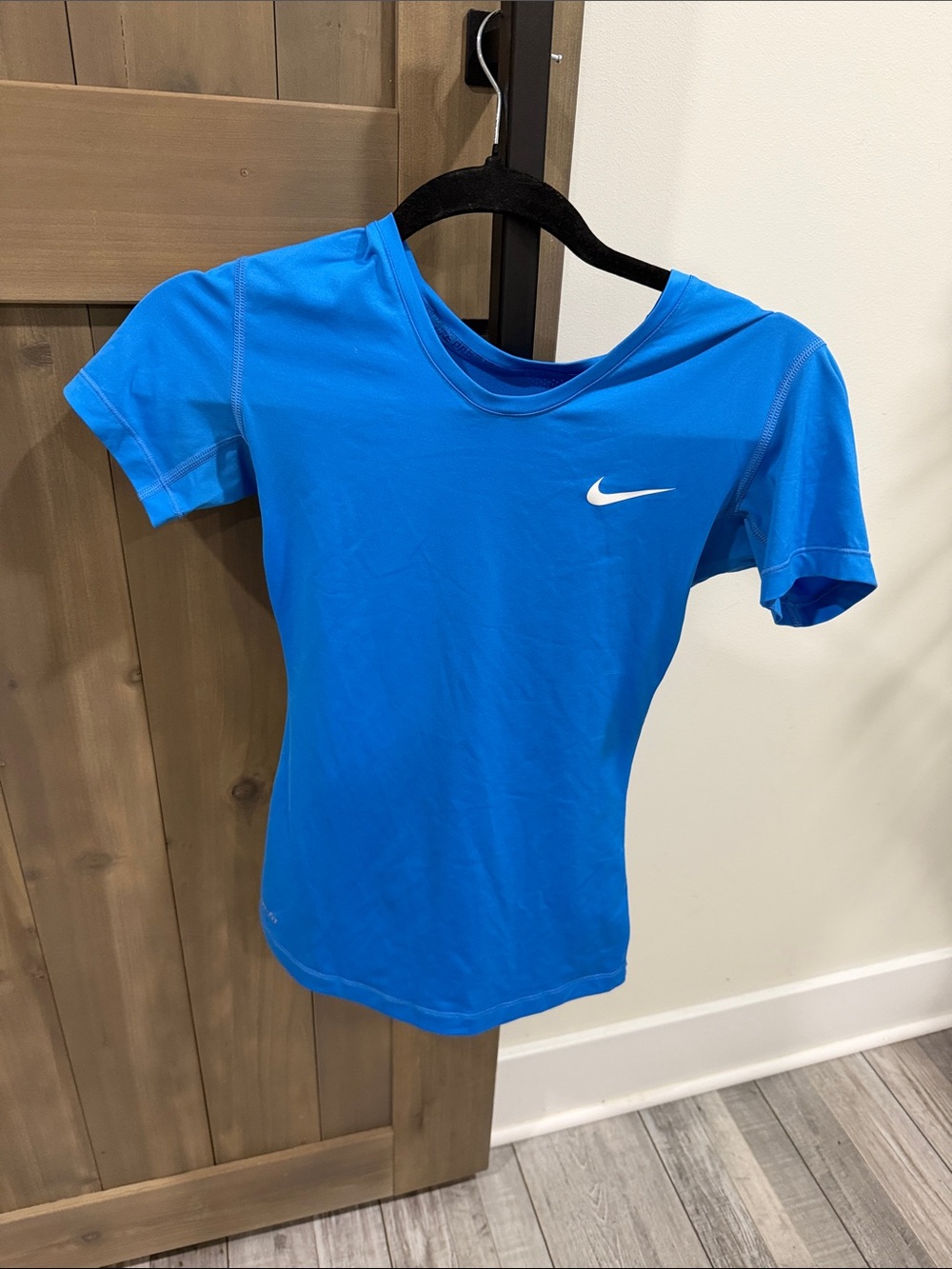 Nike Women’s Short-Sleeve Athletic Tee — Bright Blue with White Logo